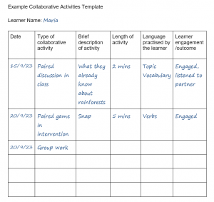 Collaborative Activities Example